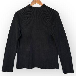 Jones Wear Pullover Sweater Women Size‎ M Black 100% Cotton Knit Long Sleeve